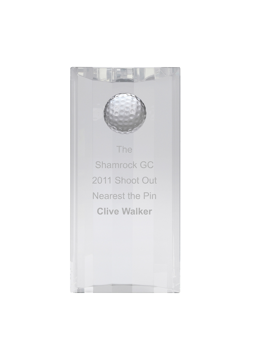AC163 Engraved Optical Crystal Golf Award